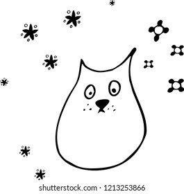 cute cat vector on white background minimalism