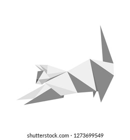 Cute cat.  Vector origami. Flat design. Low poly art