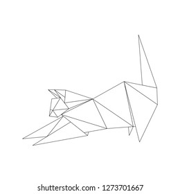 Cute cat.  Vector origami. Flat design. Low poly art