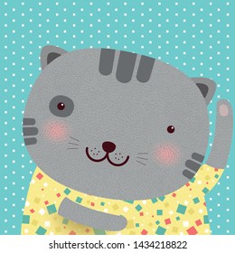 cute cat vector,  pets cartoon children illustration ,vector