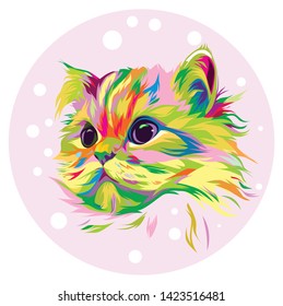 cute cat in vector pop art illustration