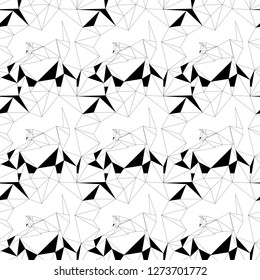 Cute cat.  Vector seamless background. Modern polygonal  design. Origami lizards. Flat design pattern
