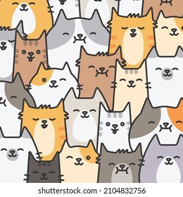 Cute cat vector seamless pattern background