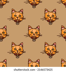 Cute cat vector seamless pattern