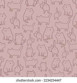 Cute cat vector seamless repeat pattern.