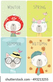 cute cat vector set