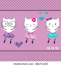 cute cat vector sets, baby showers, T-shirt graphics for kids vector illustration