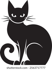 a cute cat vector silhouette