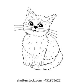 Cute cat, vector sketch illustration.