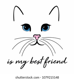 cute cat vector sticker positive quote etc pink star meow
kitten