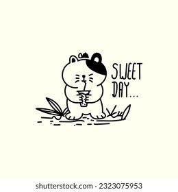 cute cat vector for tee print and background wallpaper