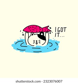 cute cat vector for tee print and background wallpaper