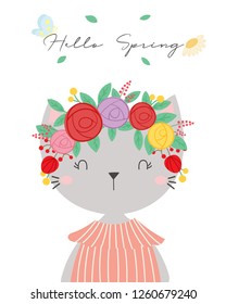 Cute cat vector. T-shirt design. Greeting card.