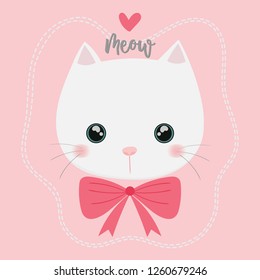 Cute cat vector. T-shirt design. Greeting card.