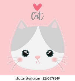 Cute cat vector. T-shirt design. Greeting card.