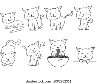 Cute Cat Vector with Various Poses