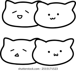 Cute Cat Vectors | Various Expressions | Minimalist Design | 2 Vectors