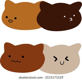 Vetores Gatos Bonitos | Várias Expressões | Design minimalista | 2 Vetores