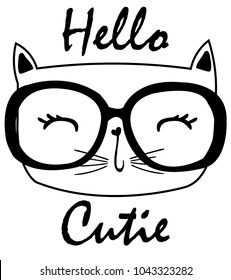 Cute cat vector.T-shirt Print. Animal print. Cartoon character