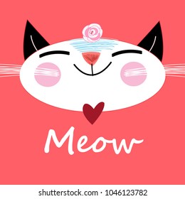 Cute cat vector.T-shirt Print.Love cards.Valentine's Day.animal print.Children illustration for school books and much more. 