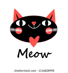 Cute cat vector.T-shirt Print.Love cards.Valentine's Day.animal print.Children illustration for school 