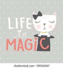 cute cat vector.Valentines greeting card.Love design.Sweet and lovely design.