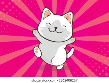 Cute Cat vector,White Cat dancing