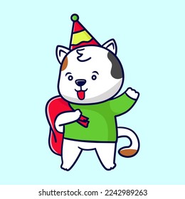 Cute cat with vestige party celebration theme. Suitable for the new year, birthday, or other party invitation cards or banners.