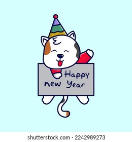 Cute cat with vestige party celebration theme. Suitable for the new year, birthday, or other party invitation cards or banners.