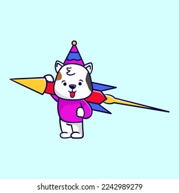 Cute cat with vestige party celebration theme. Suitable for the new year, birthday, or other party invitation cards or banners.