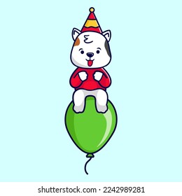 Cute cat with vestige party celebration theme. Suitable for the new year, birthday, or other party invitation cards or banners.