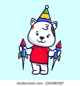 Cute cat with vestige party celebration theme. Suitable for the new year, birthday, or other party invitation cards or banners.