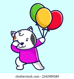 Cute cat with vestige party celebration theme. Suitable for the new year, birthday, or other party invitation cards or banners.