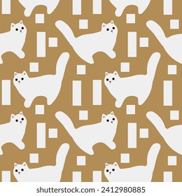 Cute  cat vintage seamless pattern.vector ilustration.Great for textile,fabric,wrapping paper,and any print