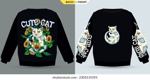 Gato lindo visualizado con burla de camisas arriba