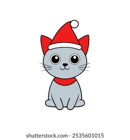 cute cat waring Santa cap - chiasmas vives