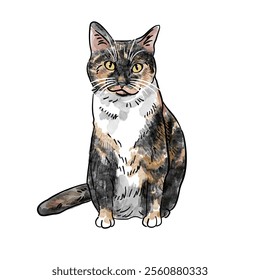 Cute cat watercolor style illustration