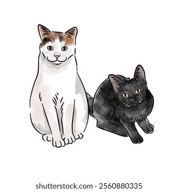 Cute cat watercolor style illustration