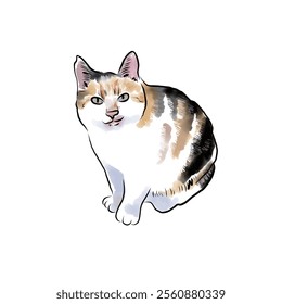 Cute cat watercolor style illustration