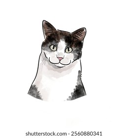 Cute cat watercolor style illustration