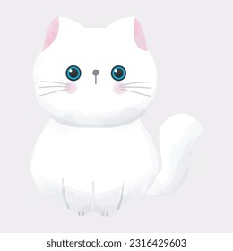 Cute cat watercolor style vector illustration on white background