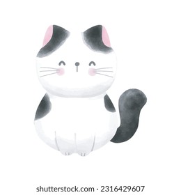 Cute cat Aquarell, Vektorgrafik auf weißem Hintergrund