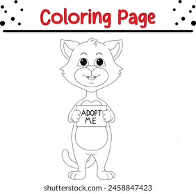 cute cat waving coloring page for kids and adults
