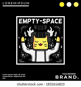 Cute cat wear astronaut suit in empty space.Design illustration for apparel