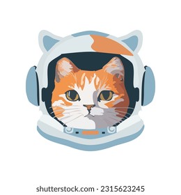 A cute cat wearing astronaut helmet  vector illustration