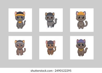 Cute Cat Wearing Cap Vector Illustration