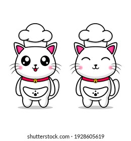 cute cat wearing a chef hat design mascot kawaii