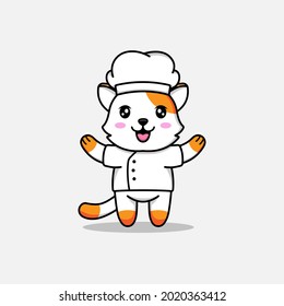 Cute cat wearing chef uniform