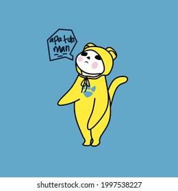 cute cat is wearing costume and looking up.  suitable for symbols or stickers