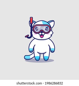 Cute cat wearing diving goggles